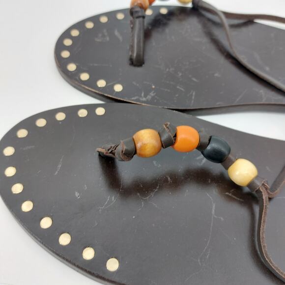 Zara Sandals US 8 EUR 39 Lace Up with Beads Studded Leather - Picture 7 of 16